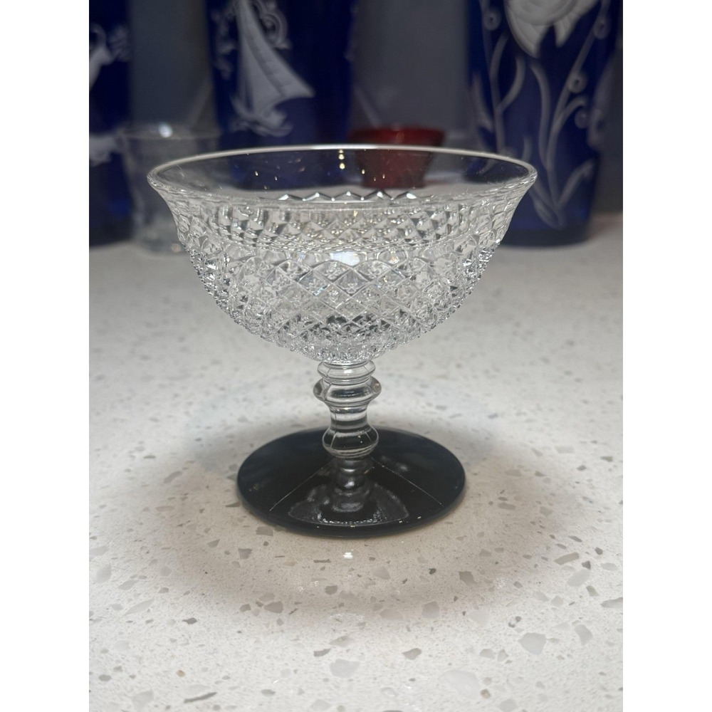 Westmoreland English Hobnail Crystal Black Foot Sherbet Bowl Depression Glass
